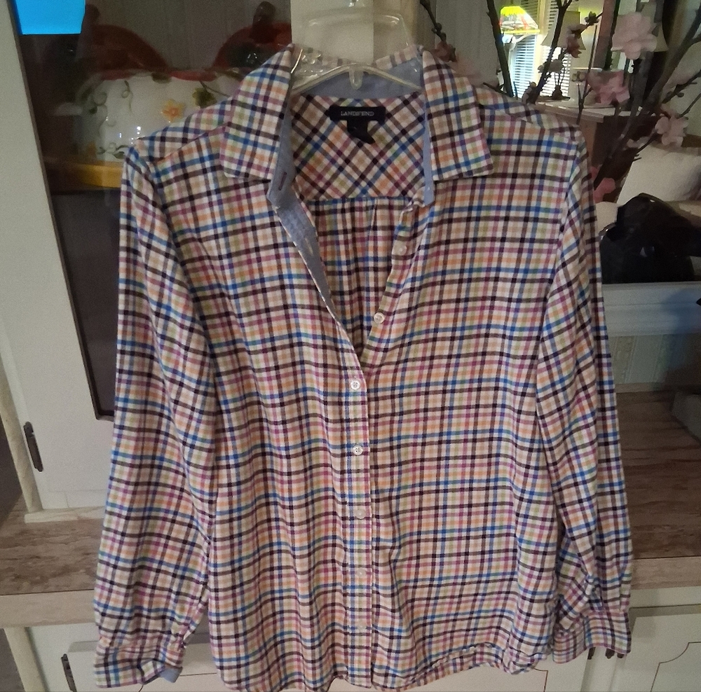 Lands' End Colorful Checkered Cotton flannel Shirt